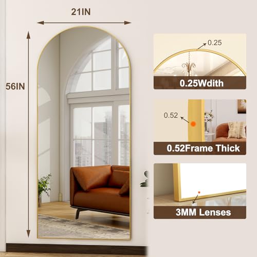 56"x21" Arched Full Length Mirror Floor Mirrors