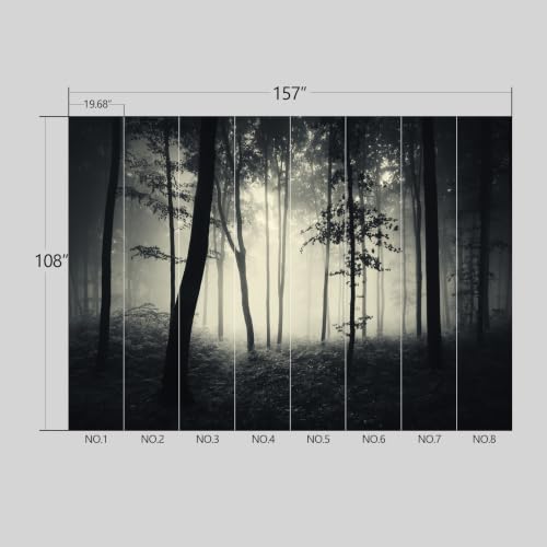 Dark Enchanted Misty Forest Wallpaper Peel and Stick wall Mural for Bedroom Living Room