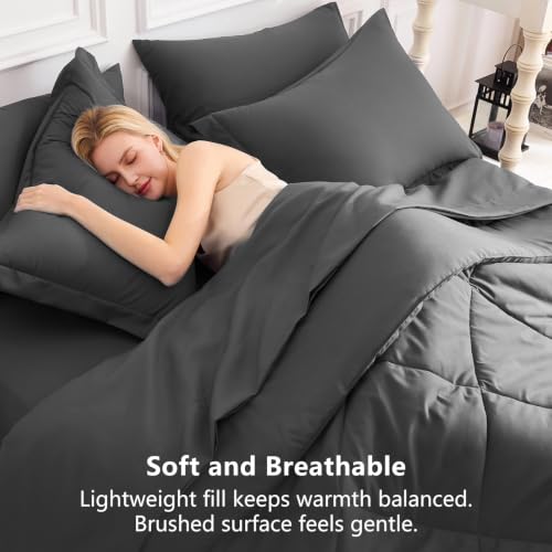 Queen Comforter Set 88"x88" Dark Grey