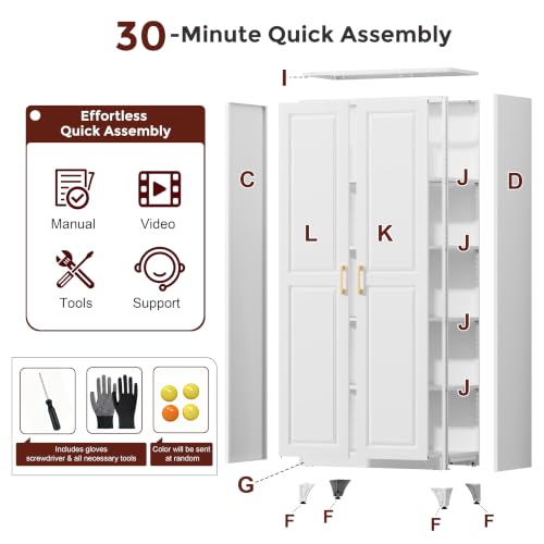 75" Metal Kitchen Pantry Cabinet