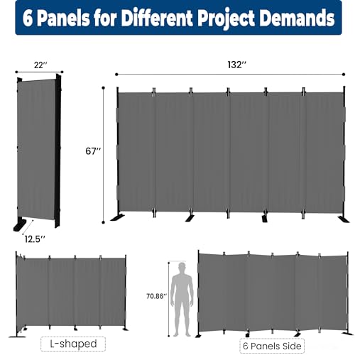 Room Divider 6 Panel Upgraded 132” Folding Screen Highly Secretive