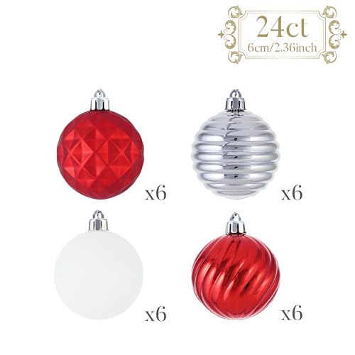 24ct Christmas Ornaments Tree Decorations Set 2.36 Inch (24 Count)