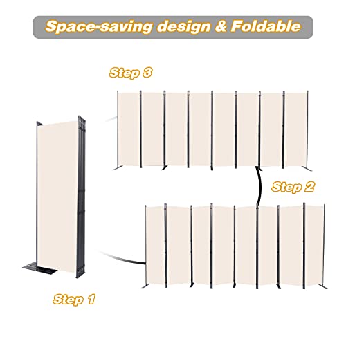 Room Divider 8 Panel Folding Privacy Screens with Wider Feet
