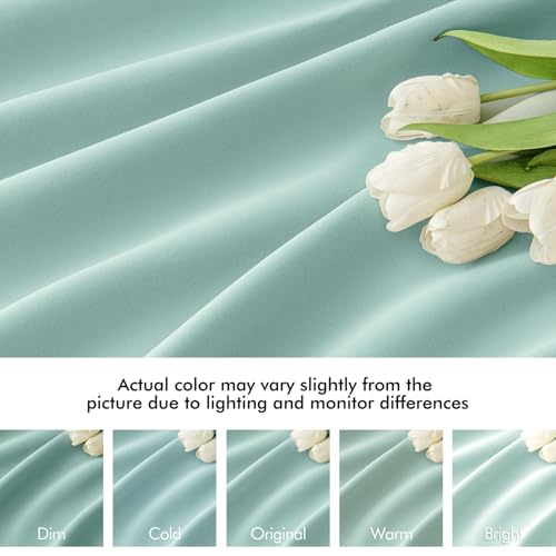 Aqua Back Tab Blackout Curtains 52x108 Inch Long 2 Panels Set