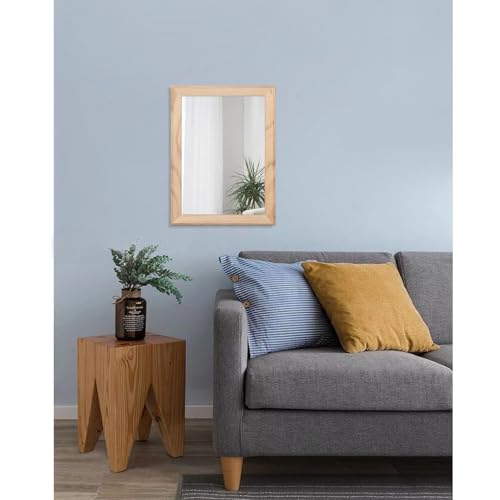 Rustic Mirrors for Wall Rectangle Wood Frame Mirror Decorative for Farmhouse Bedroom Bathroom Living Room Small