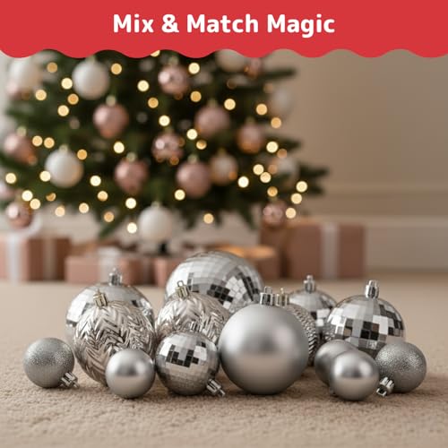 36pc Silver Christmas Ornaments Set