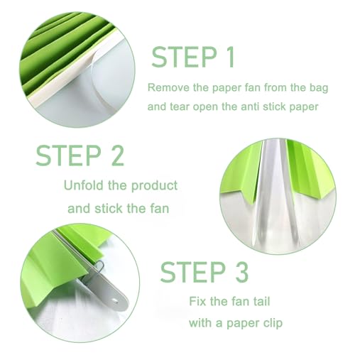Green Party Decorations Lime Green Hanging Paper Fans DIY Set 16in