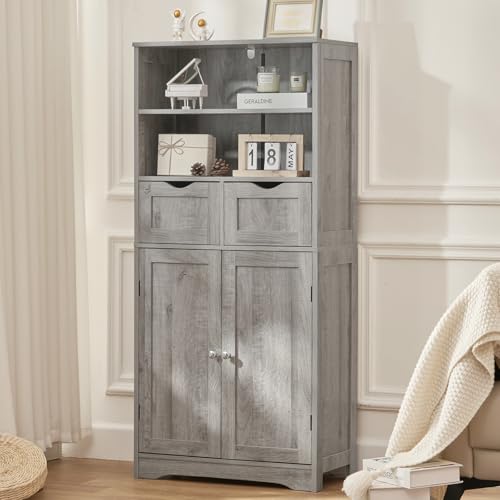 Storage Cabinet with 2 Drawers & Adjustable Shelf