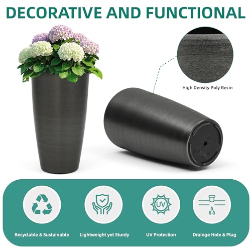 Autodaya 22.8" Tall Outdoor Planters Set of 2 (2 Count)