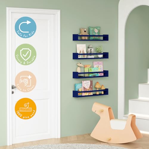 Wall Book Shelf Organizer for Kids Room Set of 4 (4 Count)