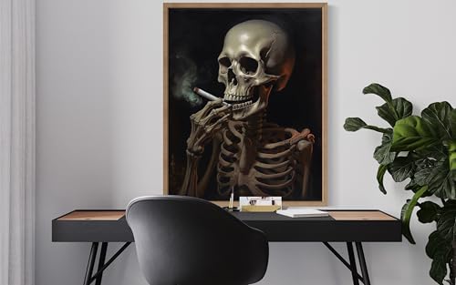 Skull Smoking Ciggarettes Poster Art Print