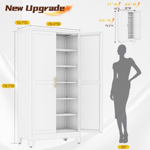 79" Tall White Kitchen Pantry Cabinet