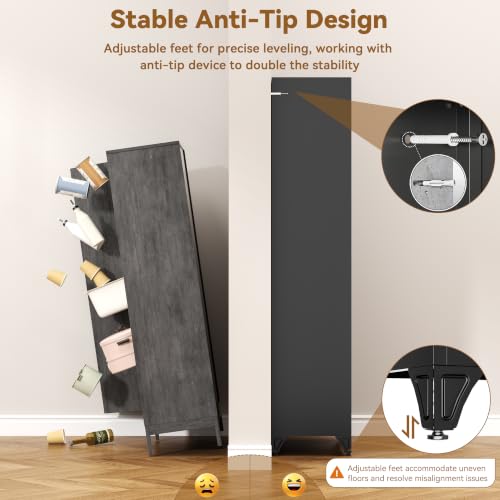 75" Tall Metal Kitchen Pantry Storage Cabinet with Doors and Shelves