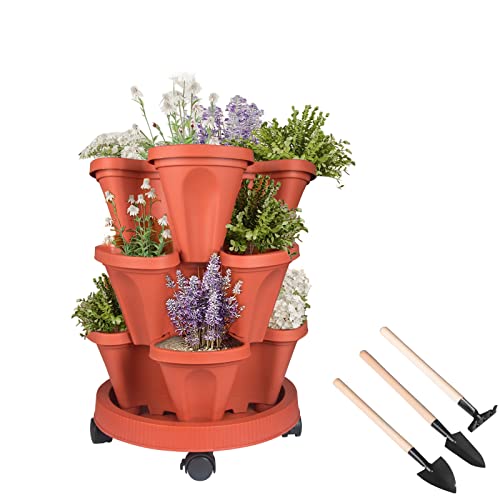Stackable Planters 3 Tier Vertical Garden Planting Tower Planters Strawberry