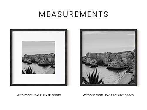 Solid Oak Wood 12”x12” Picture Frames Matted to 8”x8” Set of 6 (6 Count)