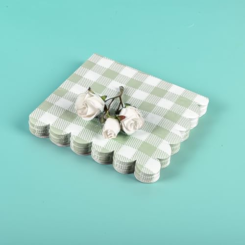 150Pcs Sage Green Gingham Paper Plates and Napkins Green Plaid Plates (150 Count)