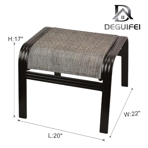 Patio Outdoor Ottoman Footstools Assembled Aluminum Footrest Side Table Small Chairs Patio Ottoman 2 Set Brown (2 Count)