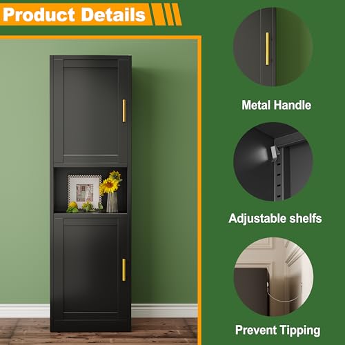 Tall Narrow Storage Cabinet 66.93" H Tall Bathroom Cabinet Metal Pantry Cabinets