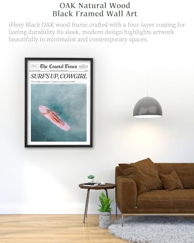 16x20in Surf’s Up Cowgirl Framed Newspaper Wall Art