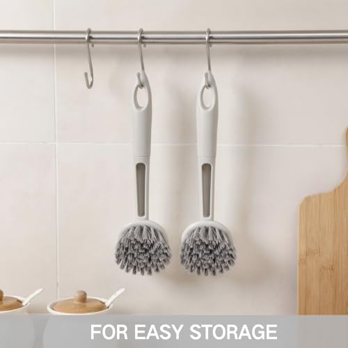 12 Pack Long Handle Dish Scrub Brush Stiff Bristles (12 Count)