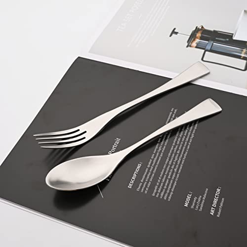 Luxury 304 Stainless Steel Matte Silver Cutlery Flatware Set