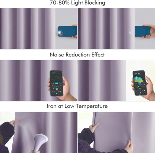Lilac Back Tab Blackout Curtains 52x102 Inch Long 2 Panels Set (2 Count)