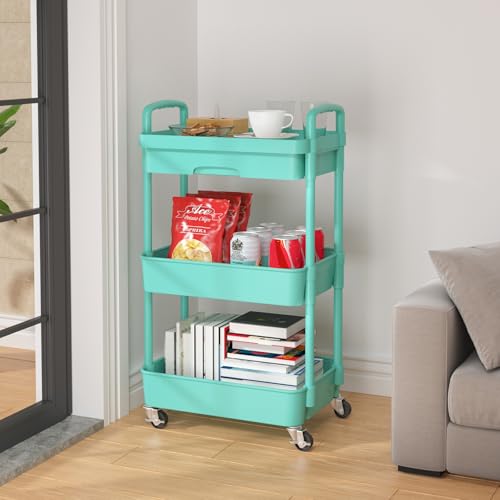 3 Tier Utility Cart with Drawer & Wheels