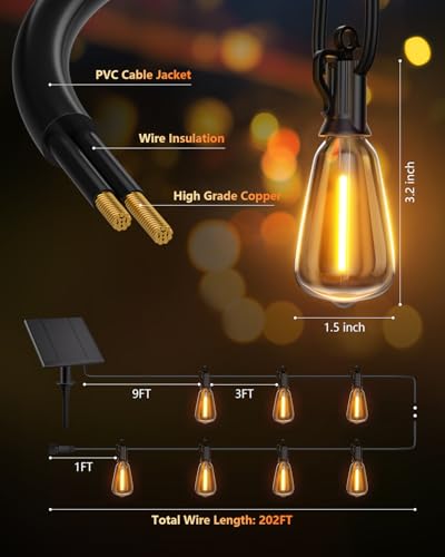 202FT Solar String Lights Outdoor
