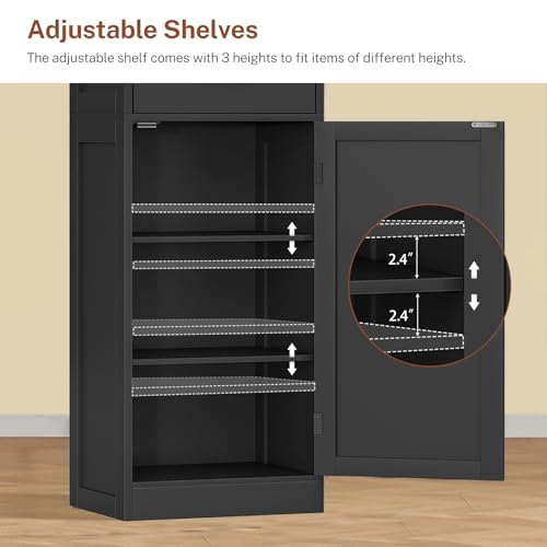 Tall Storage Cabinet with Door Shelves & Drawer