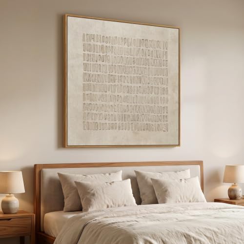 Extra Large Framed Neutral Beige Abstract Wall Art for Living Room