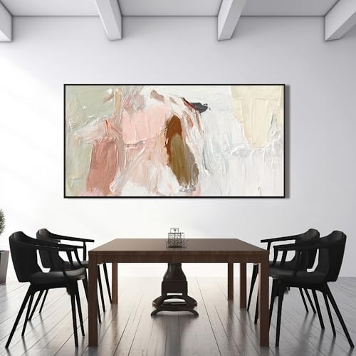 Large Abstract Wall Art Prints Framed Pink and White Wall Art Decor 29"x58"