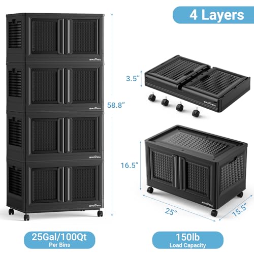 400Qt Stackable Storage Bins with Lids (4 Count)