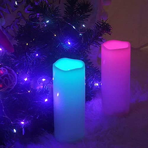 Color Changing Outdoor Battery Operated Flameless Candles with Remote 2 PCS (2 Count)