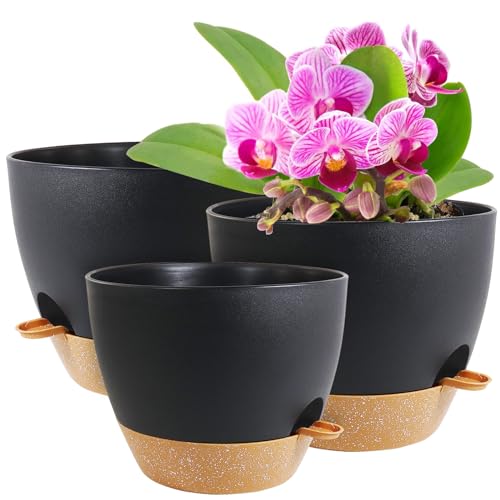 12/10/9 inch Large Self Watering Pots for Indoor Plants, Set of 3 (3 Count)