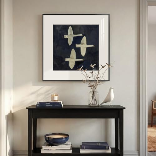 Framed Modern Black and White Bird Wall Art