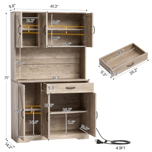 71" Pantry Cabinet with Charging Station