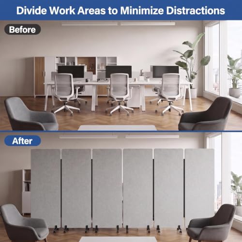 72in 3 Panel Soundproof Room Divider with Wheels