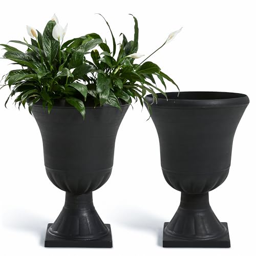 Garden 2 Pack Plastic Urn Planters for Outdoor Plants (2 Count)