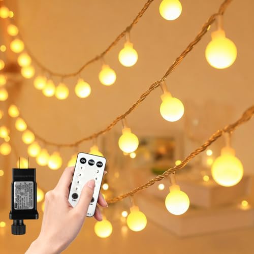 65.6ft Globe String Lights with Remote for Indoor Bedroom Warm White (65.6 Foot)