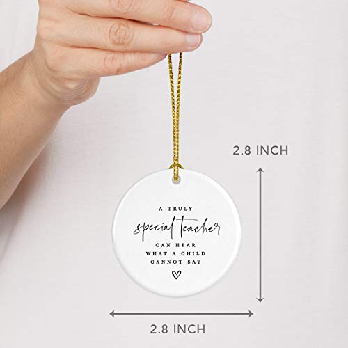Round Ceramic Porcelain Christmas Tree Ornament for Teacher Thank You Appreciation Gift