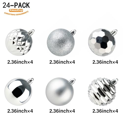 60mm 2.36" Christmas Ball Ornaments Shatterproof Christmas Ornaments Set Decorations for Xmas Tree Balls (34 Count)