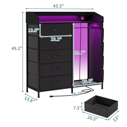 Dresser with Hanging Rack