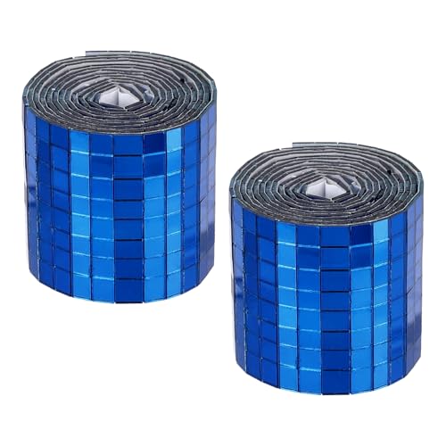 Self Adhesive Glass Mirror Mosaic Tiles 3200 Pcs 5 x 5 mm Disco Tiles for Craft Decoration Glass Mirror Disco Ball Blue 2 Pcs (2 Count)