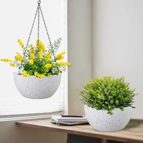 12 inch Large Hanging Planters for Indoor Outdoor Plants (2 Count)