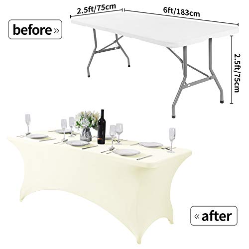 Spandex Table Cover for 6Ft or 4fT or 8ft Table Universal Fitted Stretch Tablecloth for Party