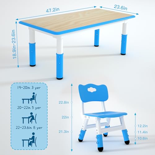 Kids Study Table and 6 Chairs Set