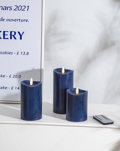 Navy Blue Flameless Candles (3 Count)