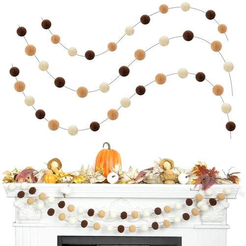 3pk Pom Pom Garland 20FT Colorful Large Felt Ball Garland for Mantle