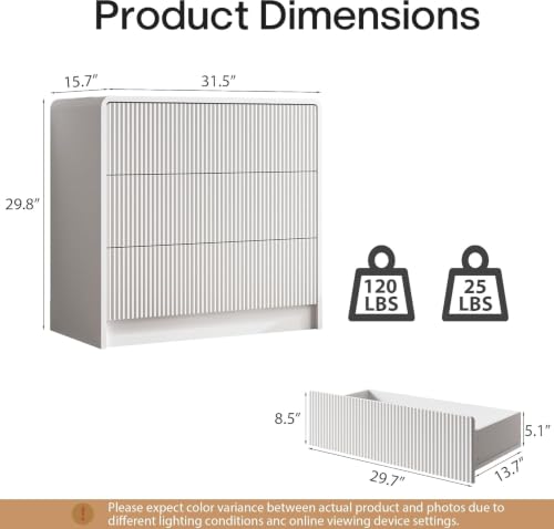 3 Drawer Nightstand Set of 2