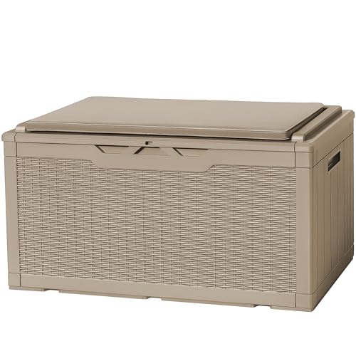 Deck Box 98 Gallon Waterproof Resin Storage Box with Cushion